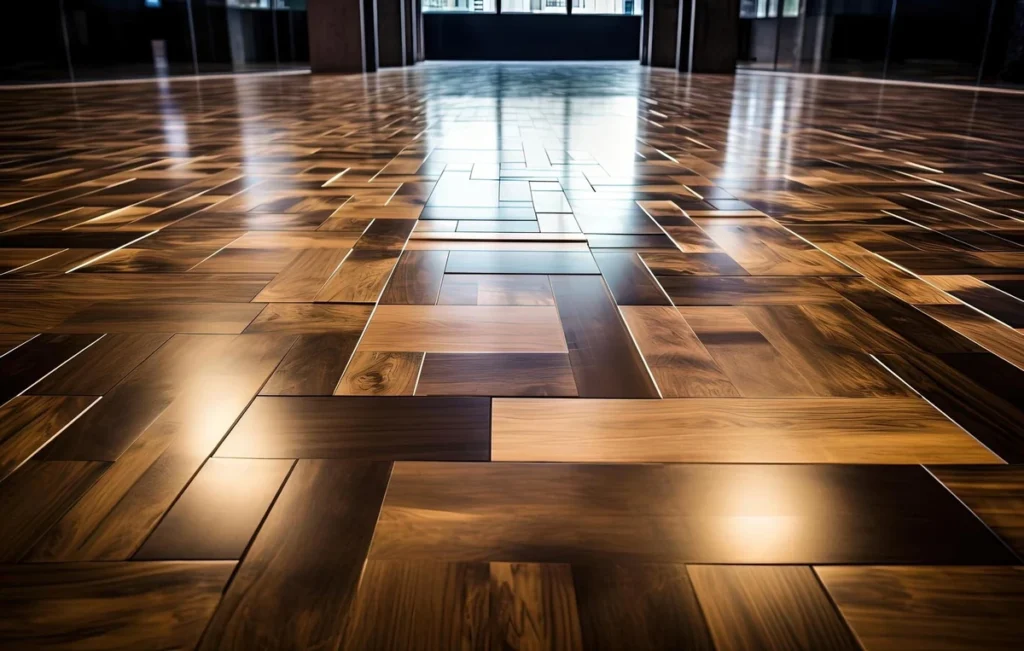 Engineered wood flooring installation in modern Dubai apartment