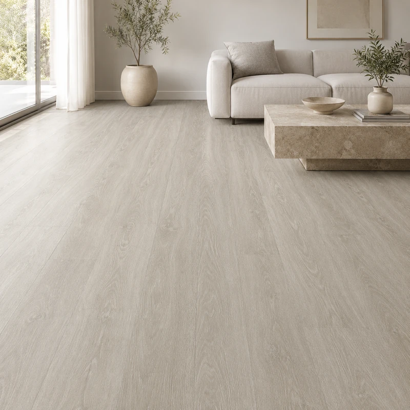 Highland Oak Silver laminate with pale grey oak grain