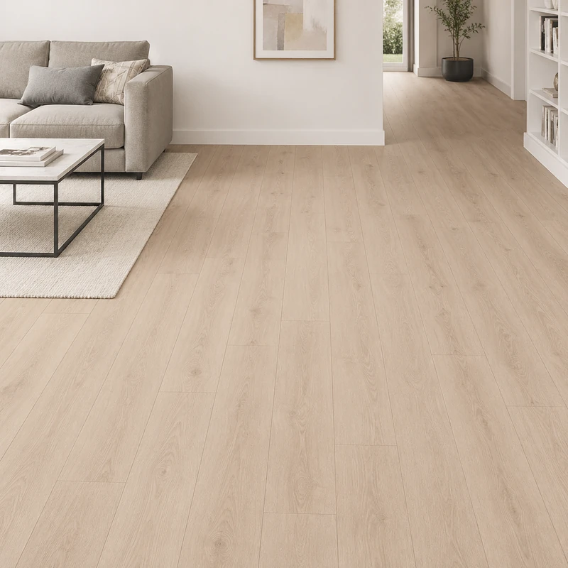 Mountain Oak Beige 1-strip laminate with pale wood grain
