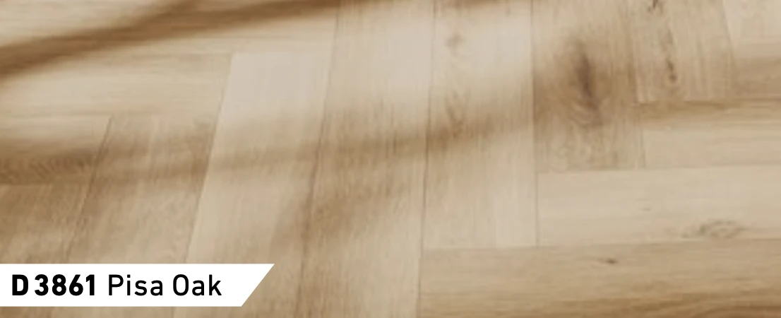Pisa Oak D3861 laminate flooring with herringbone design