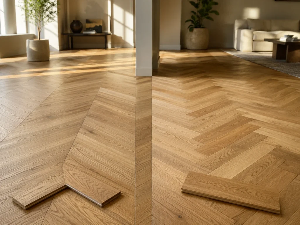 chevron & herringbone pattern Plank Cut and Installation Angle difference