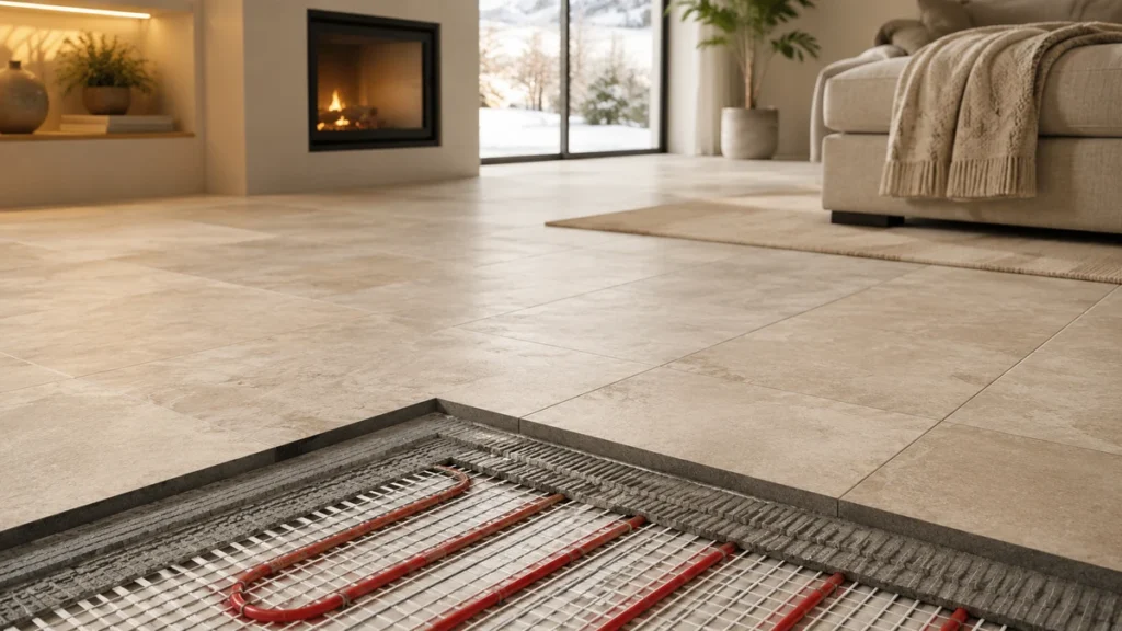 Best floor tiles for underfloor heating with porcelain tiles installed over a radiant heating system