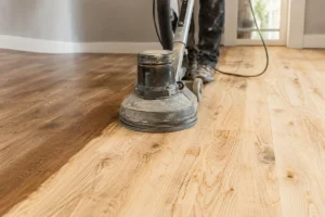 Refinishing engineered wood floors with a professional floor sanding machine