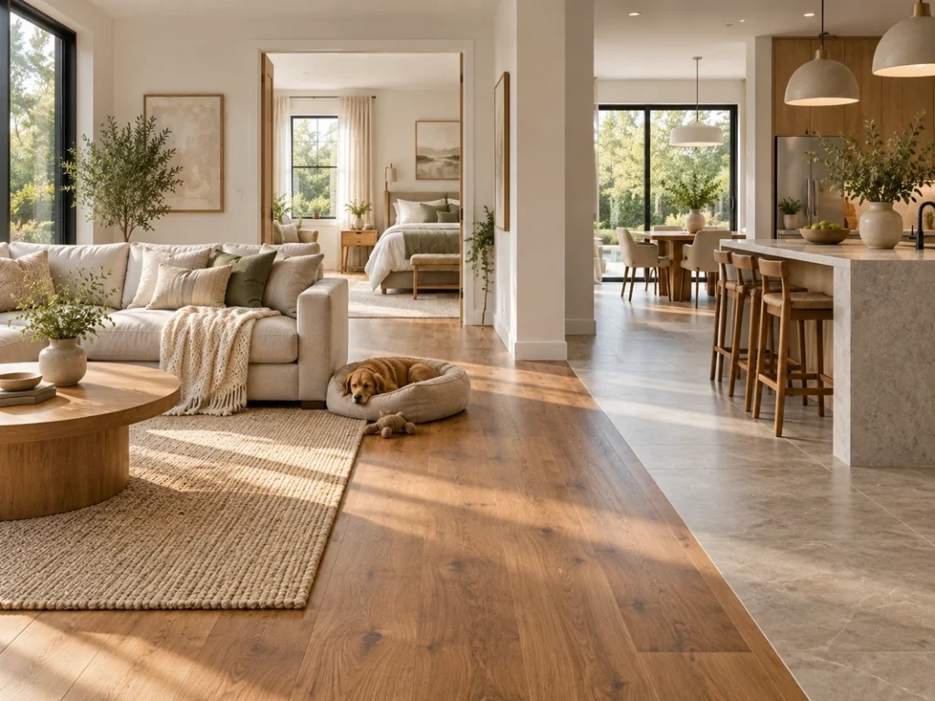 Best floor colors for living room, bedroom and kitchen spaces